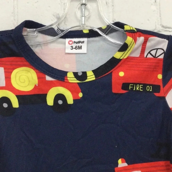 PatPat 3-6M Firetruck Short Sleeve Romper - Picture 4 of 5